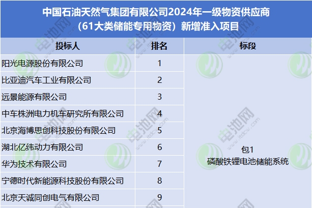 117家投標(biāo)！22家入圍！中國石油儲能供應(yīng)商公示