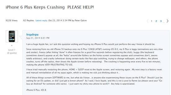 土豪版iPhone 6 Plus罷工？或因應(yīng)用裝太多