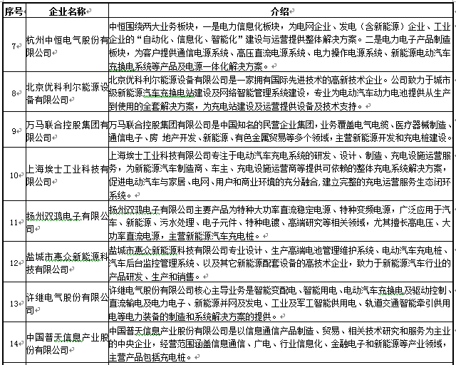 國(guó)內(nèi)主流的充電設(shè)施制造商