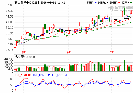 石大勝華：預(yù)計上半年凈利潤達1.03億左右 同比增長190.71%