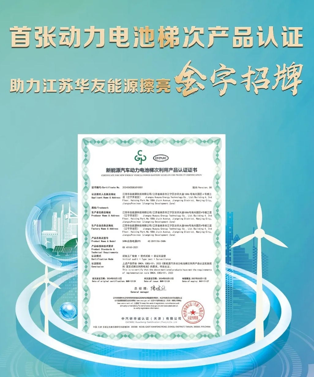 我國動(dòng)力電池梯次利用產(chǎn)品認(rèn)證制度正式落地！華友能源獲首張證書